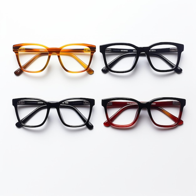 Photo stylish eyeglasses frames in various shapes and colors