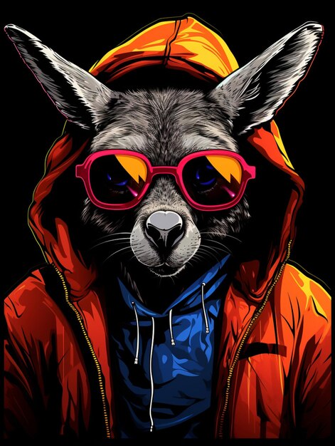 Photo stylish and fashion kangaroo for print vector