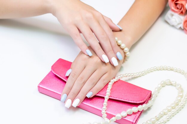 Stylish fashionable female manicure.