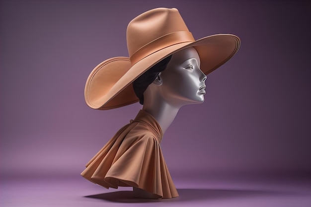 Стильная женская шляпа на манекене ai generative