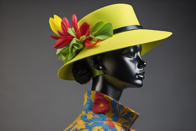 Stylish female hat on mannequin ai generative