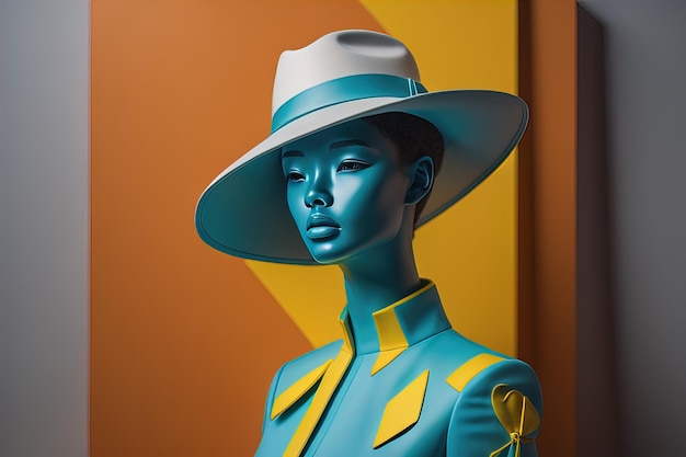 Stylish female hat on mannequin ai generative