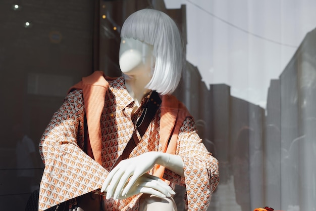 Stylish female mannequin in the store