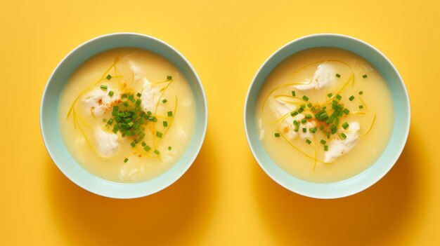 Stylish Fish Maw Soup Vibrant Food Photography On Yellow Background