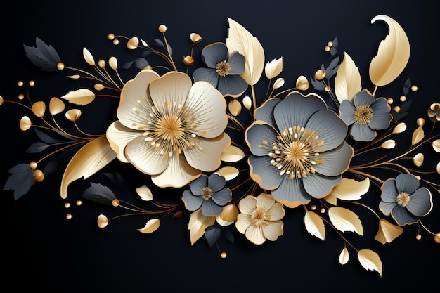 Stylish Floral Design with Golden Highlights