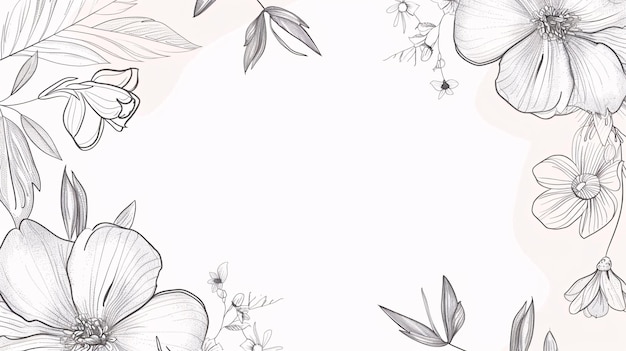 Фото Стильные рамы с ручными цветочными и лиственными рисунками, идеально подходят для свадебных приглашений, открыток, сообщений в социальных сетях и элементов брендинга