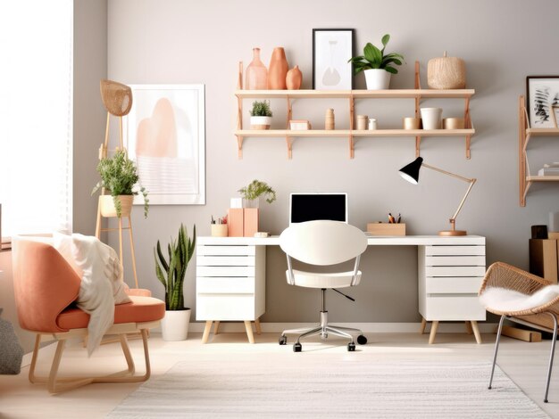 Stylish Freelancers Home Office Minimalistische werkruimte