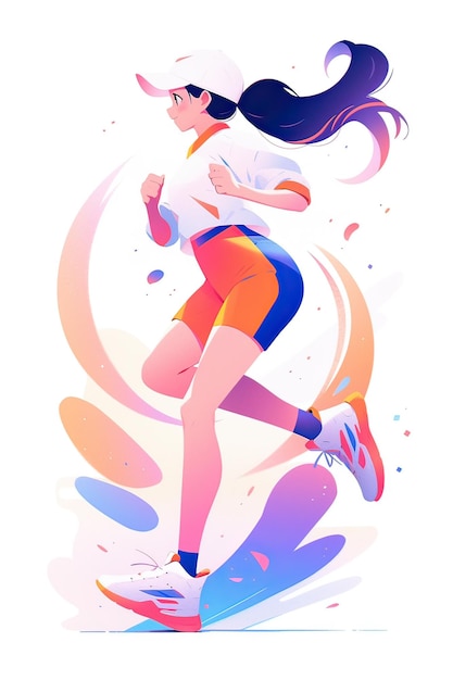 Фото Стильная девушка в спортивной одежде бегает спорт фитнес тренировка сцена концепция иллюстрация