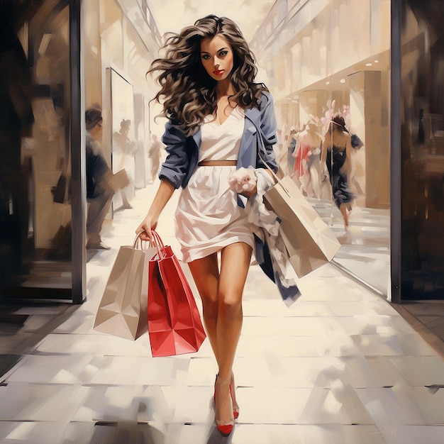 The stylish girl shopping