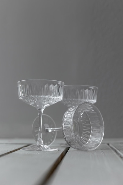 Stylish glasses for champagne on the table