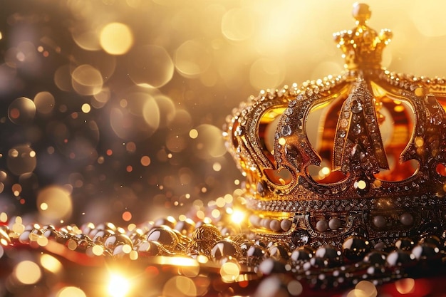 Stylish golden crown background for majestic kingdom