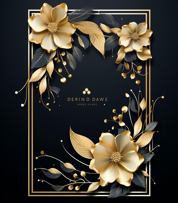 Photo stylish golden floral frame border ethnic design