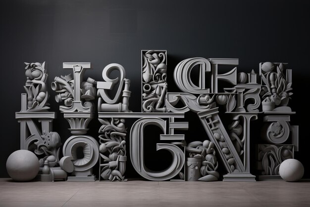 Foto stylish gray alphabet cutout decor een artistieke ar 32 ervaring