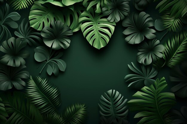 Stylish green leaves eco background