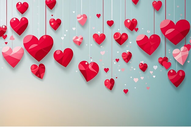 Stylish hanging hearts background for valentines day