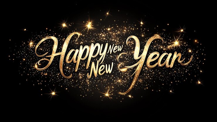 Photo stylish happy new year 2025 greeting with gold and sparkles