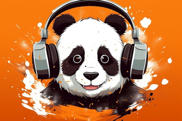 세련된 HeadphoneClad Panda 생성 AI