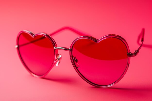 Stylish heart shaped sunglasses on a plain background