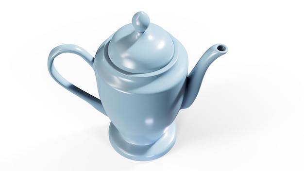 Stylish insulated plastic electric white kettle 3d illustration 3d rendering