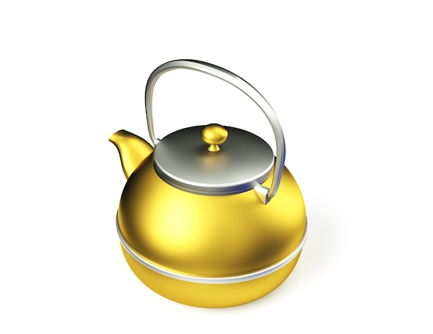 Stylish insulated plastic electric white kettle. 3d illustration, 3d rendering.