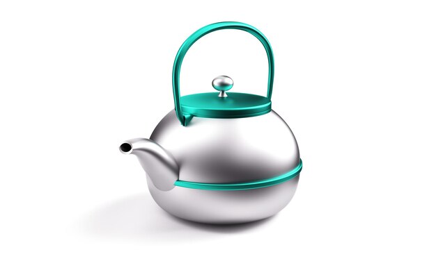 Stylish insulated plastic electric white kettle. 3d illustration, 3d rendering.