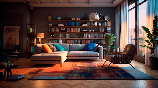 Stylish Interior Design Background modern room Generative AI