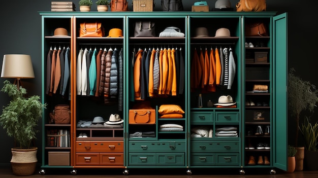 Стильный интерьер гардероба со стильной одеждой