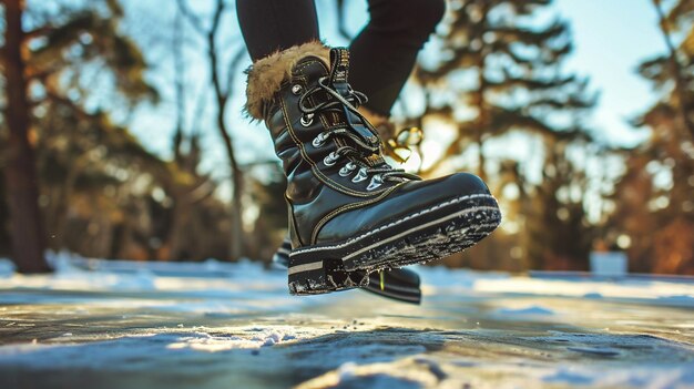 Photo stylish kangoo jumping boots in workout park