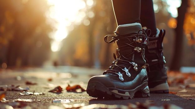 Photo stylish kangoo jumping boots in workout park