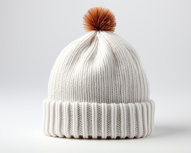 Premium AI Image | Stylish Knitted White Beanie Hat