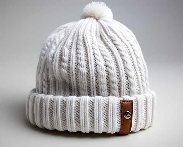 Premium AI Image | Stylish Knitted White Beanie Hat