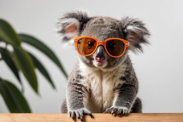 Foto koala elegante con gli occhiali da sole