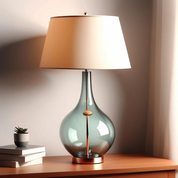 Photo stylish lamp on table against light background