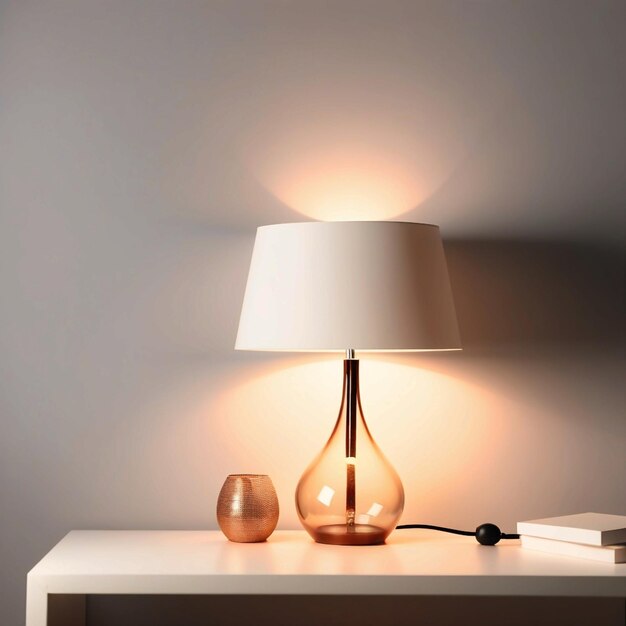 Photo stylish lamp on table against light background