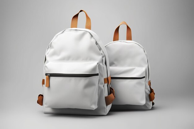 Stylish leather backpack on white background Generative AI