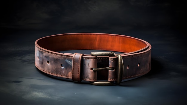 Stylish leather belt against a rugged denim background