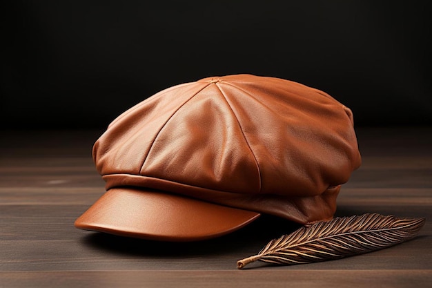 Stylish leather newsboy cap