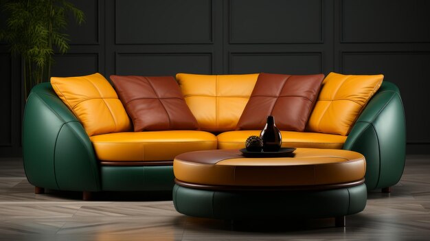 Stylish Leather Sofa In Vibrant Earthy Tones For Modern Interiors