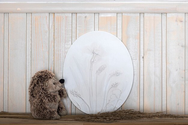 Stylish living room interior with botanical bas-relief wildflowers for wall art.