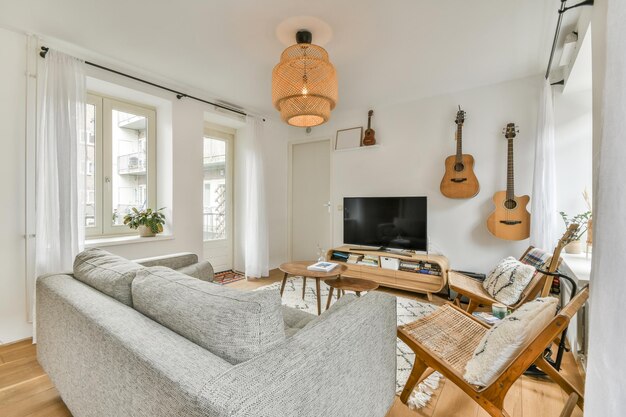 Stylish living room with comfortable furniture