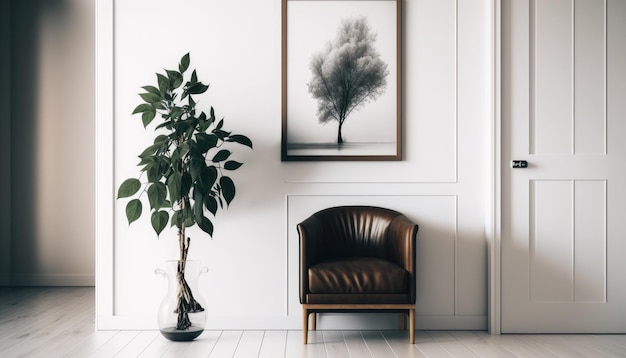 Stylish living room with single sofa and mock up frame Generatvie AI
