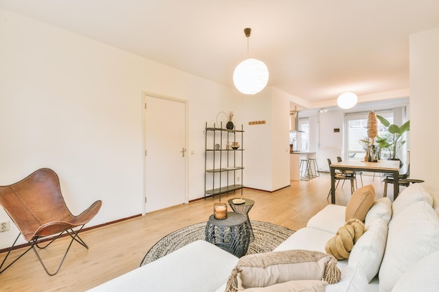 Stylish livingroom with white sofa