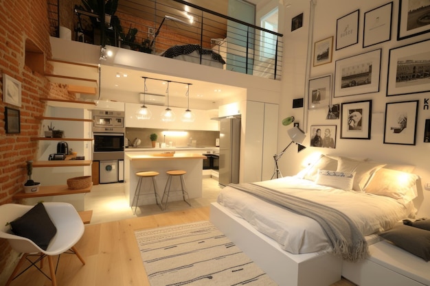 Stylish Loft Bedroom with Rustic Accents