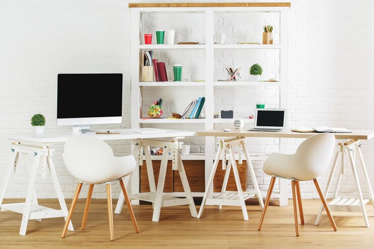 Photo stylish loft interior with workplace