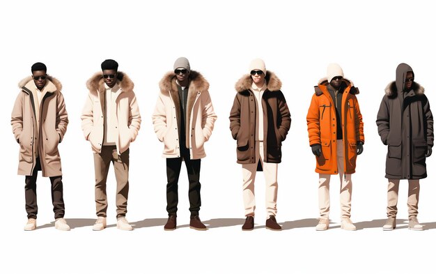 Stylish long Winter Coats for men isolated on a transparent background