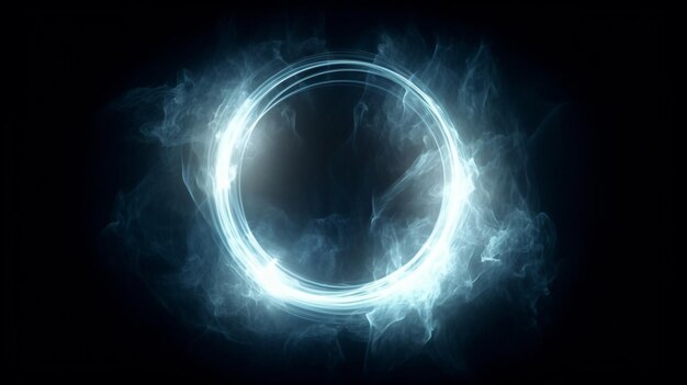 Stylish luminous circle with smoke neoned effect