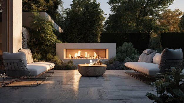 Photo stylish luxury outdoor fireplace