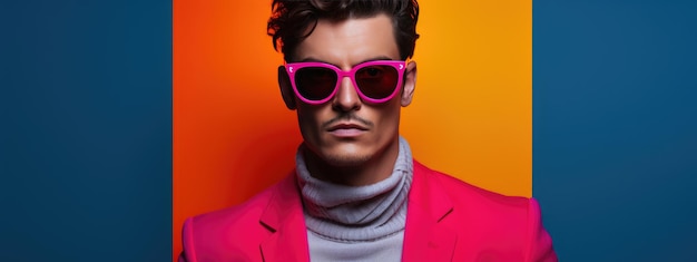 Photo stylish man on colored background