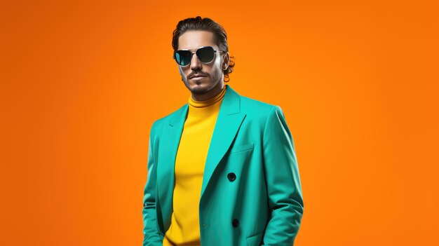 Stylish man on colored background