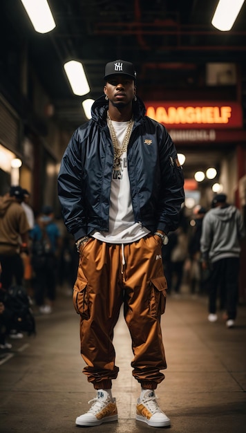 stylish man wearing hiphop outfit